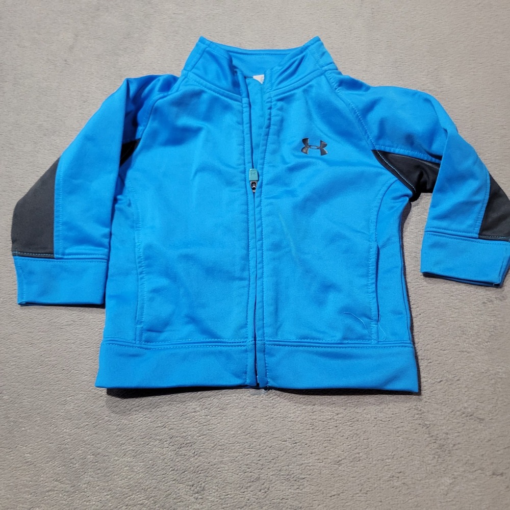 Under Armour Track Jacket Boy 6/9M Blue Full Zip Mock Neck Active Sporty Athlete